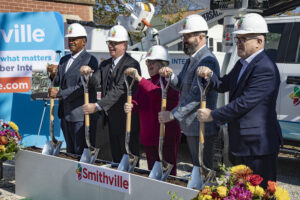 Bedford Mayor Sam Craig and Shance Sizemore (Lawrence Co Economic Development) joins Smithville executives for historic residential gigabit fiber launch.