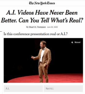 New York Times - Can you tell the difference between AI and deep fakes? 